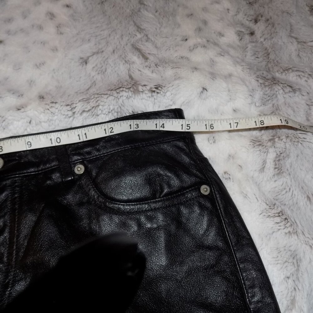 Tommy Hilfiger 100% Leather Straight Leg Pants - Black - Picture 12 of 14